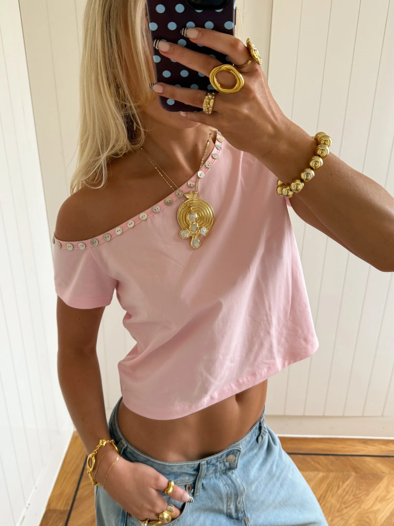ADA TOP WITH SHELL BUTTONS IN PINK - Image 5