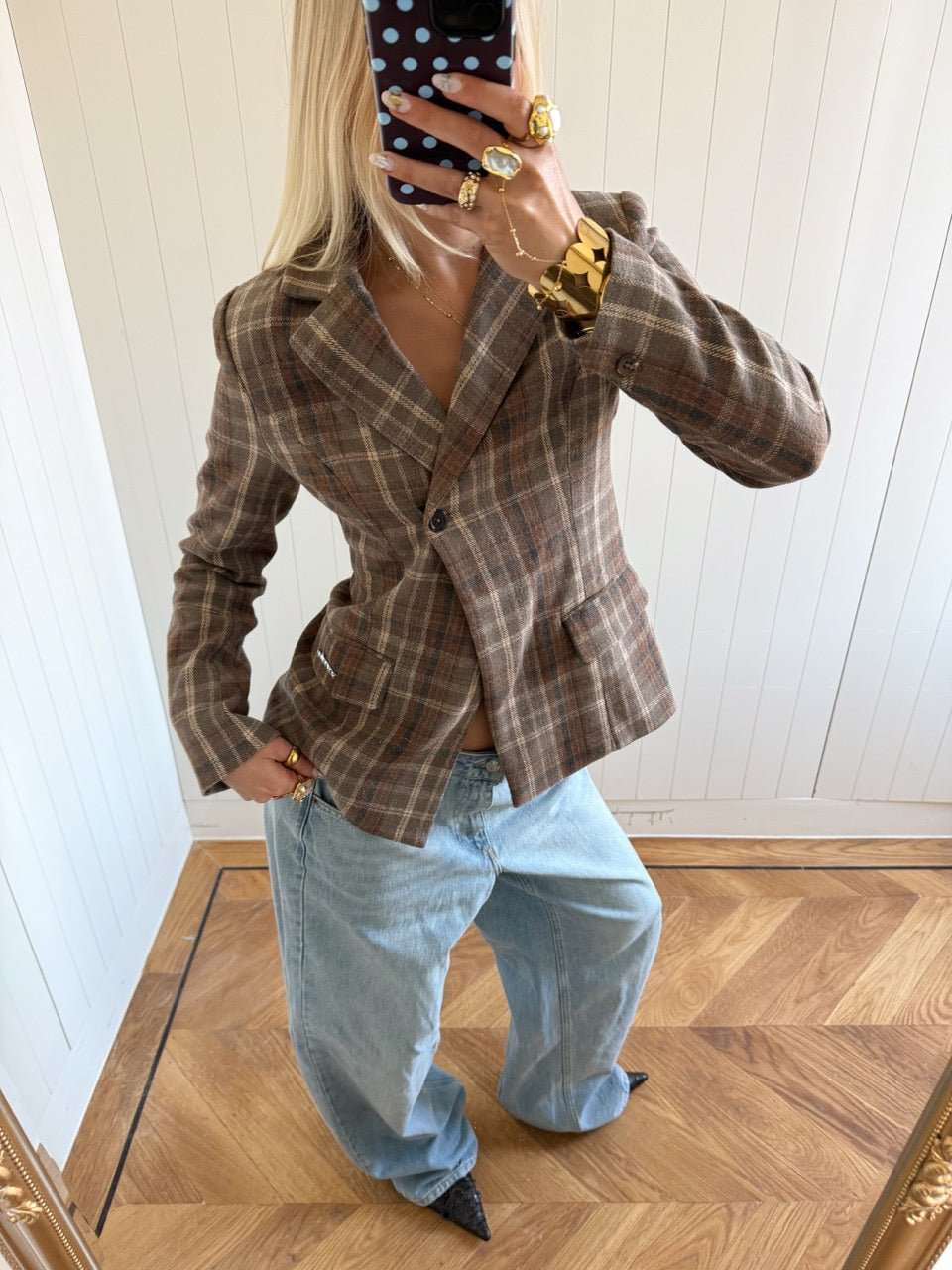 NOOR PLAID BLAZER IN BROWN - Image 6